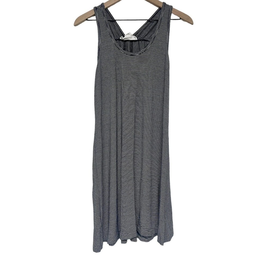 Workshop Dresses Navy Blue White Striped Jersey Casual Dress Womens Size Small